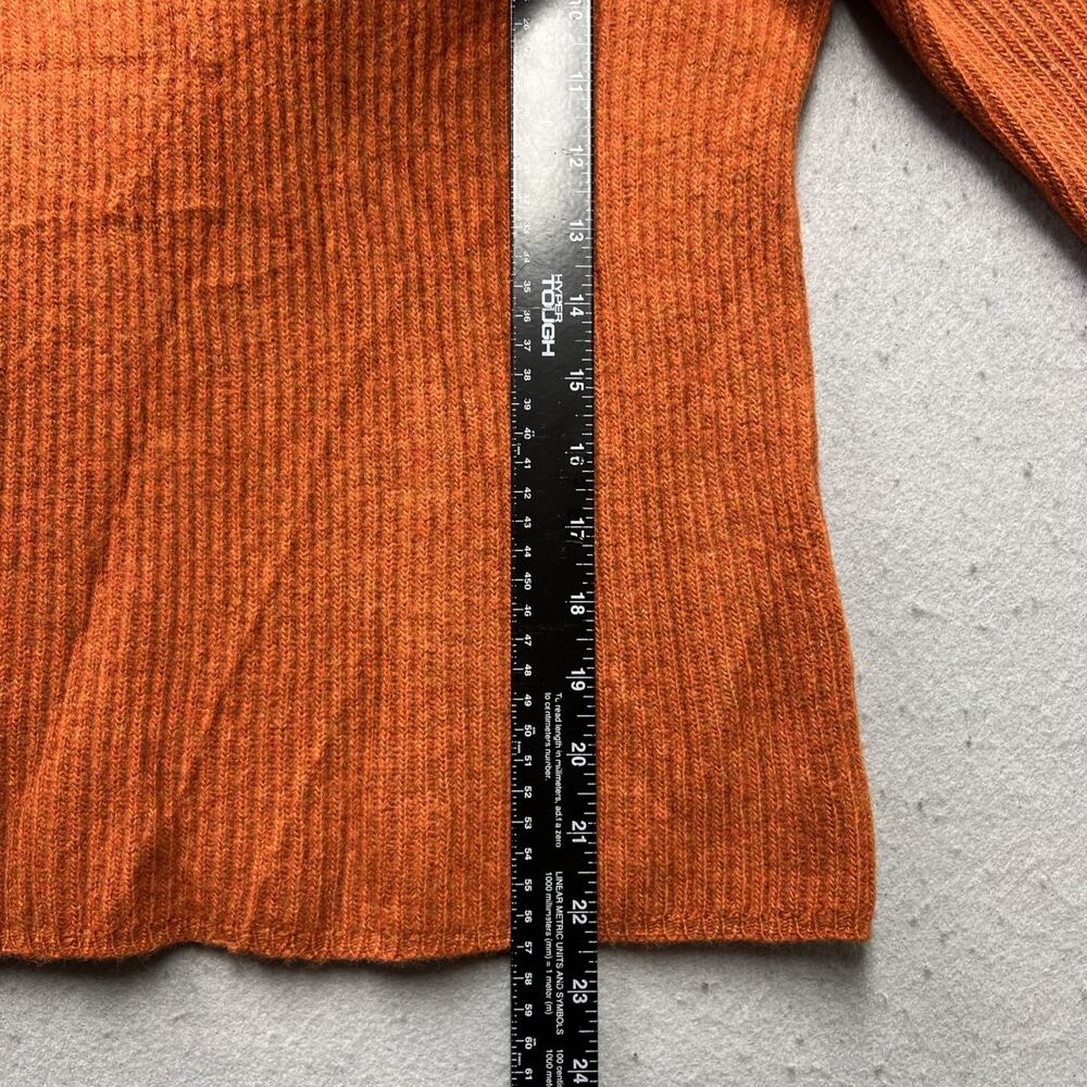 Vintage Banana Republic Italian Merino‎ Wool Sweater Orange V Neck Women S 2005 - Picture 3 of 7
